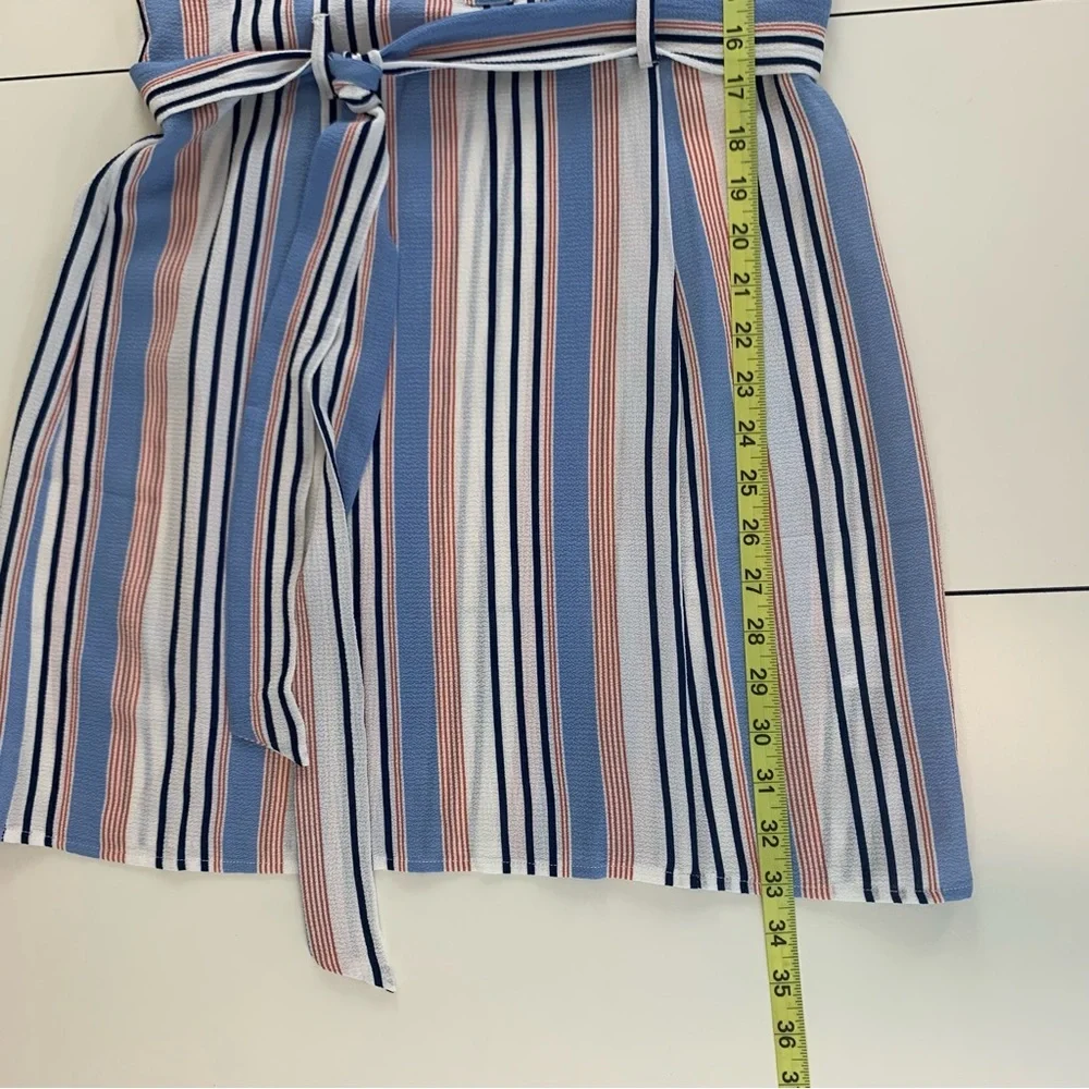 Urban Girl Women’s Belted Cargo Shirt Dress Tunic Mini Tie Waist Stripe Small - Picture 14 of 16